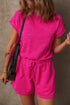 Edgy Casual Mineral Wash Short Sleeve Drawstring Cutout Back Romper
